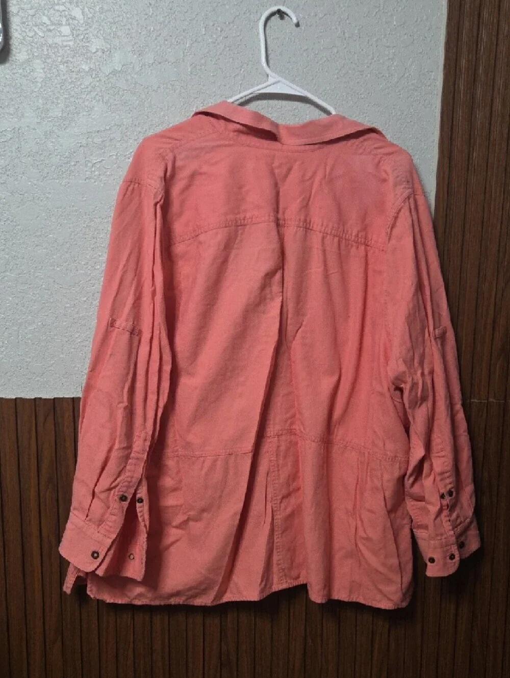 Jones New York Signature Peach Coral Button Up Shirt Size 3X 100% Cotton.[1045]